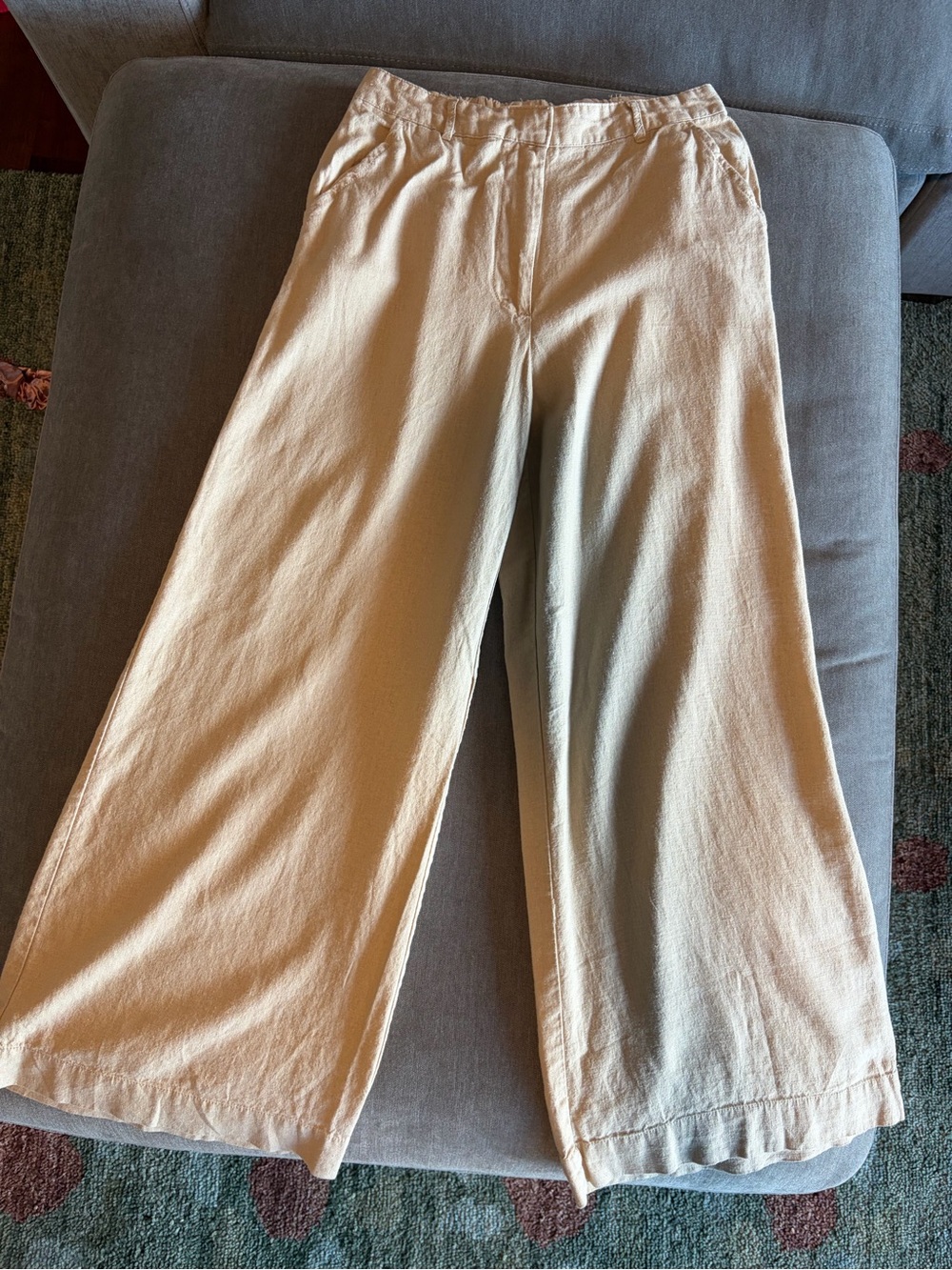 Max Studio Beige Wide-Leg Linen Pants